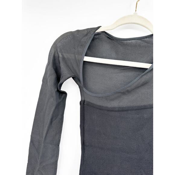 MUGLER Black Asymmetrical Mesh Mini Dress XS - Picture 3 of 7